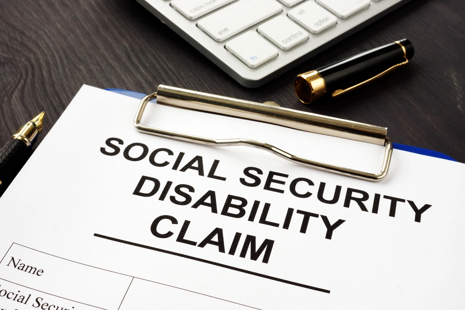 close up of a social security disability form on a table